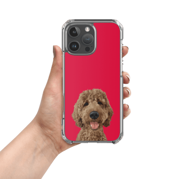 Funda de teléfono con retratos de mascotas.