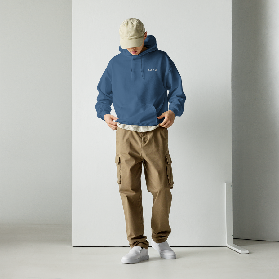 Sudadera con capucha bordada "Cat Dad"