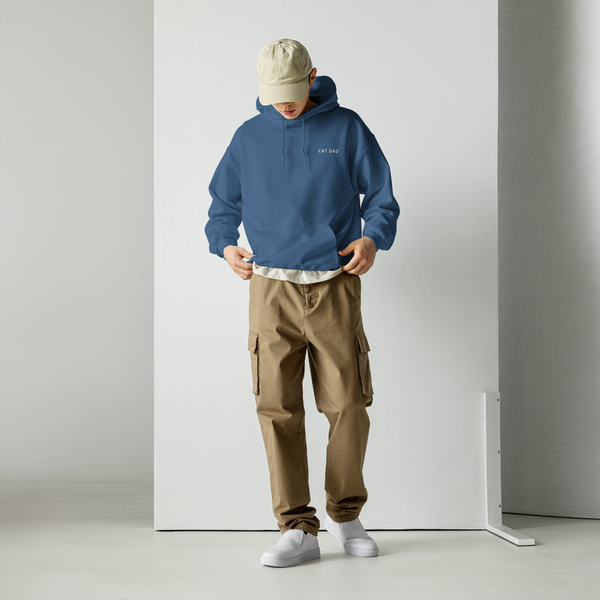 Sudadera con capucha bordada "Cat Dad"
