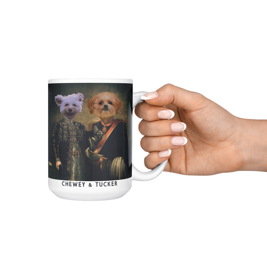 Taza personalizada Majestic Duo con retrato de mascota