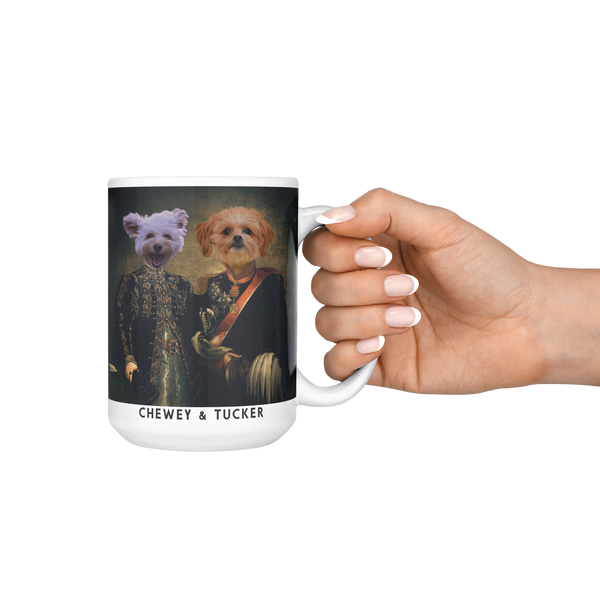 Taza personalizada Majestic Duo con retrato de mascota