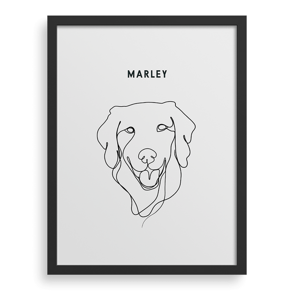 Retrato con dibujo lineal de una mascota