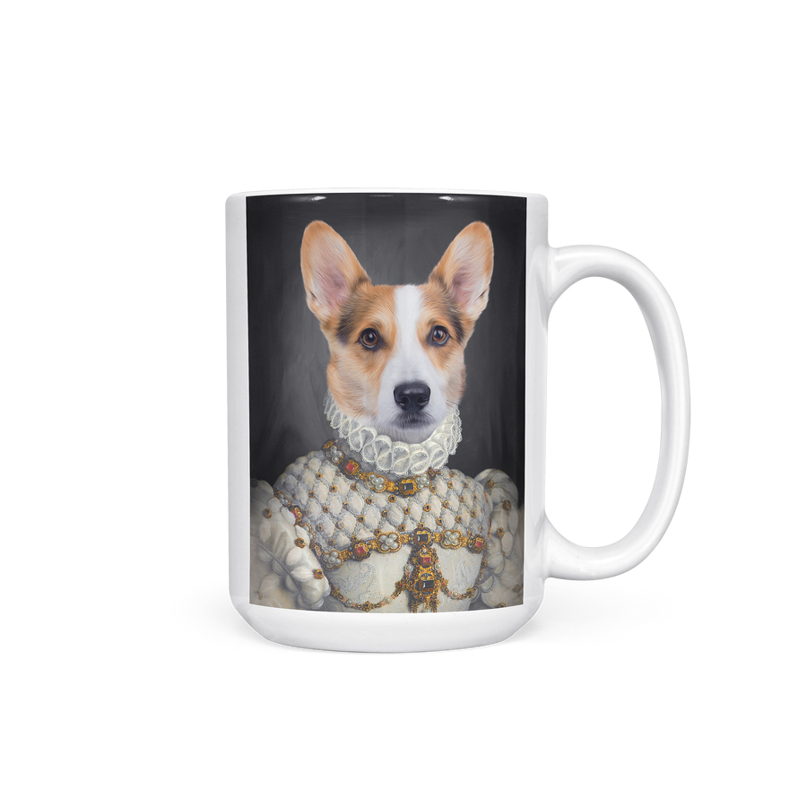 Taza con retrato de mascota de la Dama Real