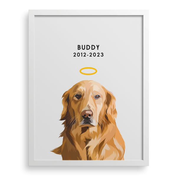 Retrato conmemorativo personalizado de mascota con halo