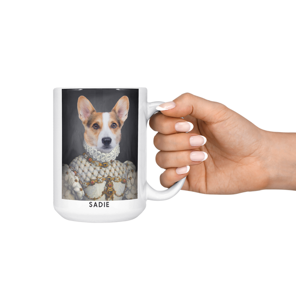 Taza con retrato de mascota de la Dama Real