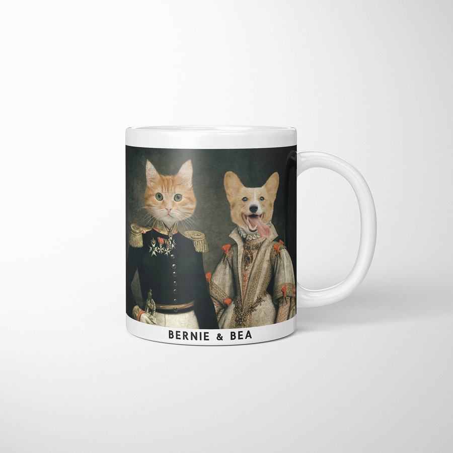Taza personalizada con retrato de las mascotas de los Duques.
