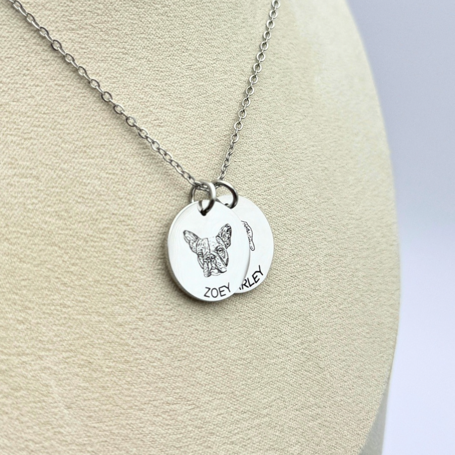 Collar con retrato de mascota grabado personalizado