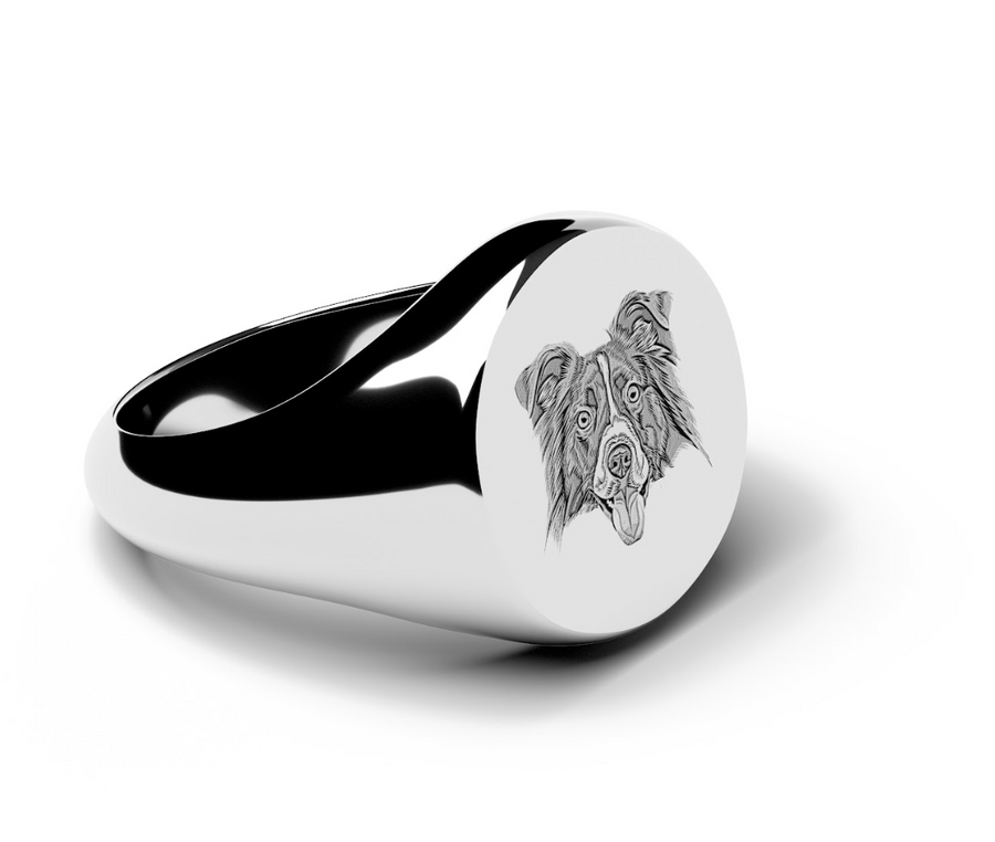 Anillo con retrato de mascota grabado personalizado