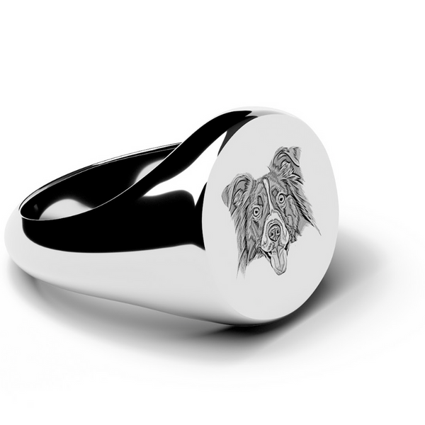 Anillo con retrato de mascota grabado personalizado