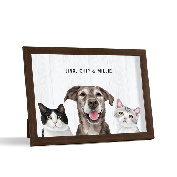 Retrato de tres mascotas para escritorio