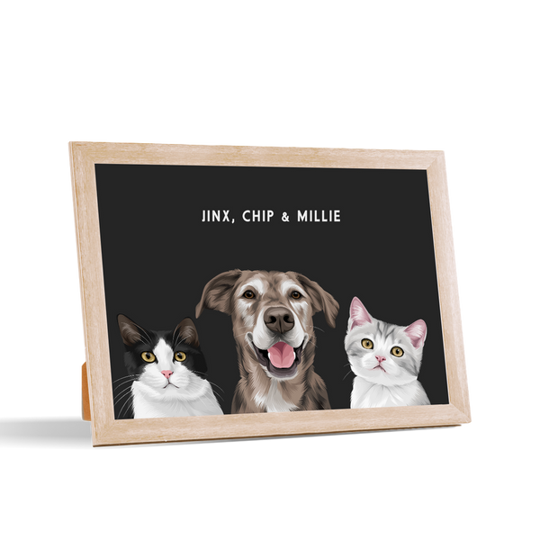 Retrato de tres mascotas para escritorio