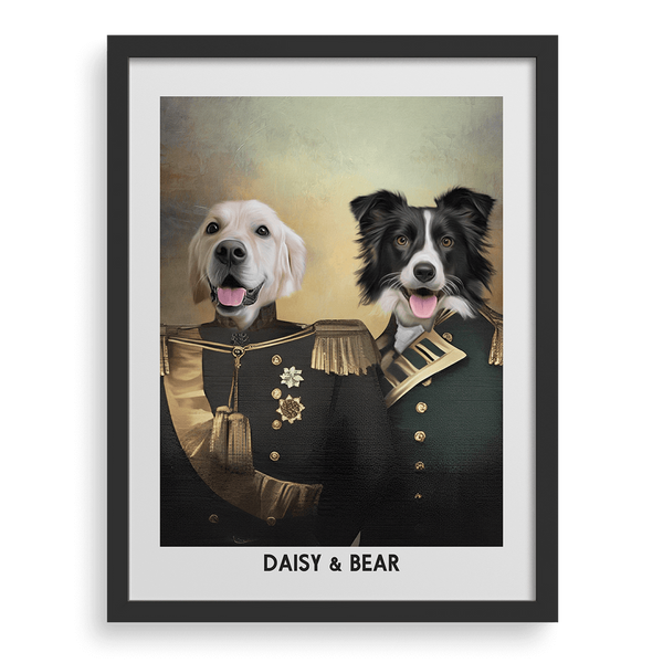 Retrato de mascota con protectores personalizados