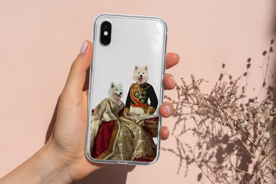 Covers para celular con retratos de mascotas del rey y la reina