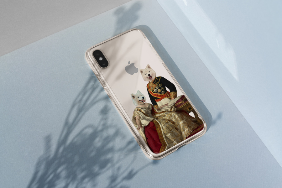 Covers para celular con retratos de mascotas del rey y la reina