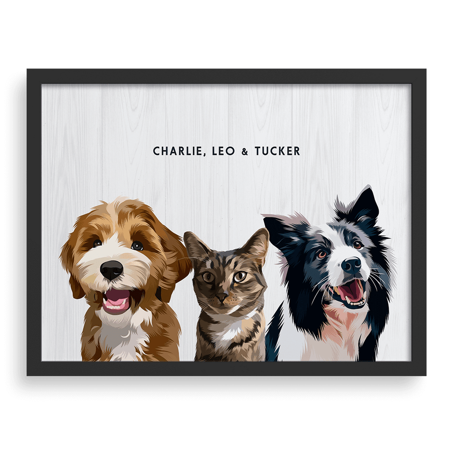 Retrato de tres mascotas