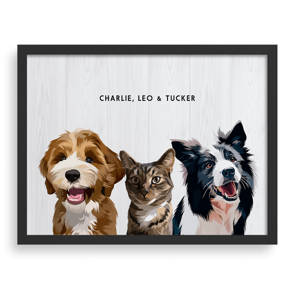 Retrato de tres mascotas