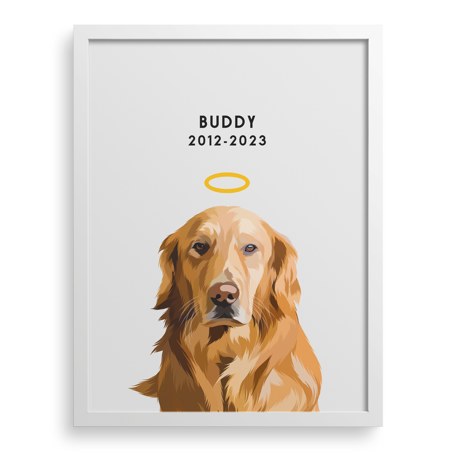 Retrato conmemorativo personalizado de mascota con halo
