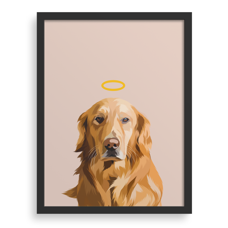 Retrato conmemorativo personalizado de mascota con halo