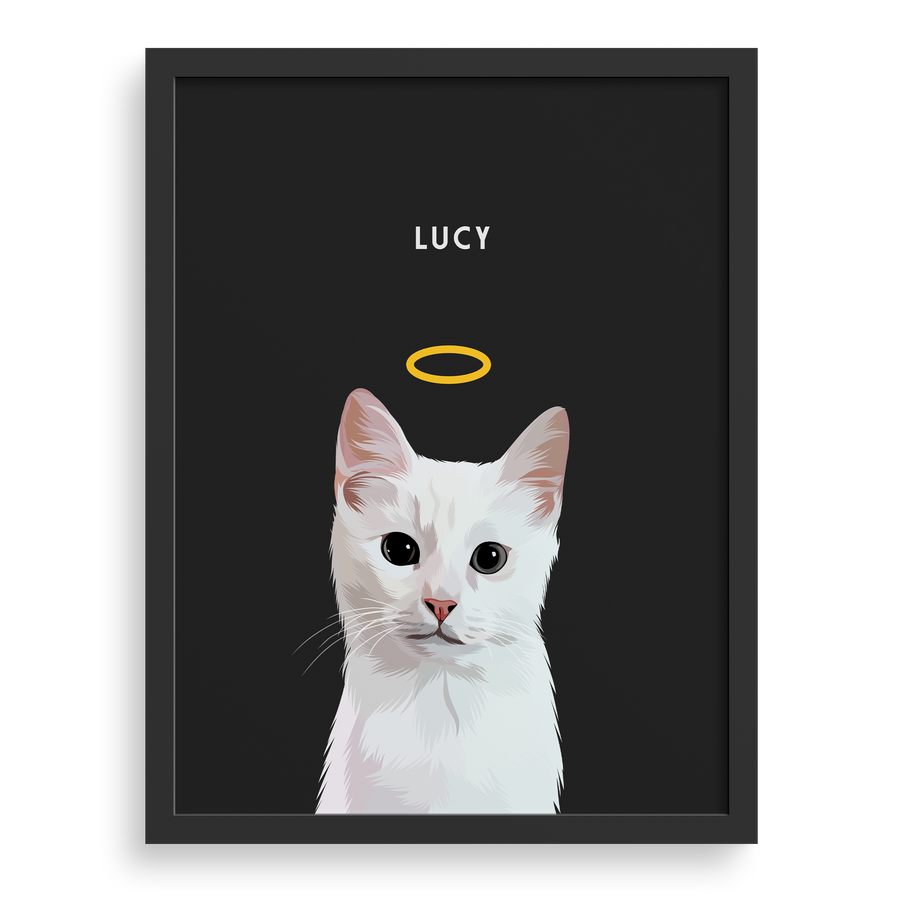 Retrato conmemorativo personalizado de mascota con halo