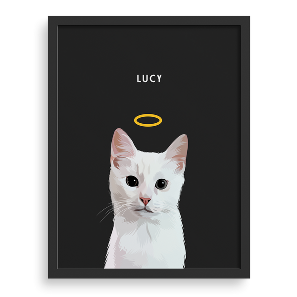 Retrato conmemorativo personalizado de mascota con halo